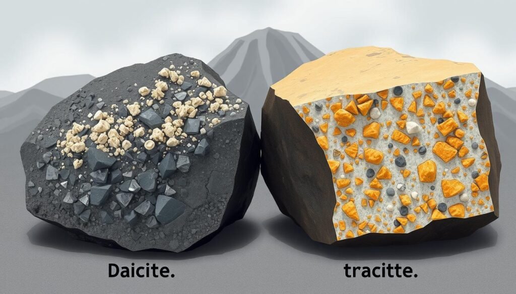 dacite and tracite identification